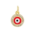 Round 18K gold plated evil eye pendant with red enamel and micro-pave cubic zirconia - Red Eye Round