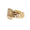 Adjustable gold plated ring with square Z initial and sparkling cubic zirconia stones - Adjustable Open / Letter Z