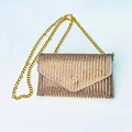 Elegant gold rhinestone envelope evening bag with luxury chain strap in shimmering finish - Style 2 Gold Large