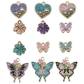 Assorted colorful enamel butterfly and heart alloy pendants for DIY jewelry making - 12-Piece Butterfly & Flower Set