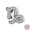 Retro S925 sterling silver Capricorn zodiac bead with white cubic zirconia stones - Capricorn