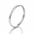 Elegant silver titanium steel ring with sparkling pave diamonds in a minimalist design - Silver