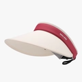 Visiera parasole pieghevole da donna beige e rosso rubino con tesa larga protettiva - Regolabile / Beige/Rosso
