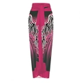 Exotic high-waisted floral sarong with zebra and leopard prints and pink ties - Single Rose Red Print Sarong