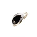 Minimalist gold-plated evil eye ring with black and white enamel and a sparkling zircon - Adjustable Open / Black