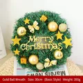 30cm Weihnachtskranz mit goldenen Kugeln und Sternen, Merry Christmas Schild, 350g - 30cm / Basisstil / Gold