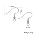 Detailed view of 19.5mm stainless steel earring hooks with measurements for DIY jewelry - Steel