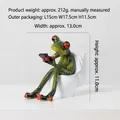 Funny green resin yoga frog figurine sitting on toilet with phone, 13x11cm home decor - Frog on Toilet with Phone
