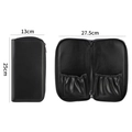 Portable black PU leather makeup brush bag with zipper closure and dimensions shown - Matte Black Storage Bag
