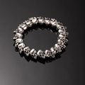 Retro punk skull head bracelet for men with vintage silver finish and gothic metal design - 20 Skulls Silver (L274-1)