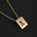 Golden 18K stainless steel necklace featuring a square pendant with cutout letter X - Letter X
