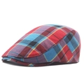 Classic red and blue plaid beret hat with vibrant Scottish pattern for men and women - Red Plaid