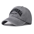 Berretto da baseball grigio scuro in cotone lavato con ricamo California 3D - Regolabile / Grigio