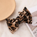Elegant large leopard print fabric bow hair claw clip for autumn and winter styling - Leopard Style A