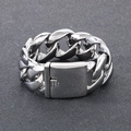 Bracciale cubano da uomo 31mm in acciaio inossidabile lucido argento con chiusura a cassetta - Colore Acciaio (KB13695-D)