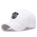 Classic white baseball cap with black H embroidery and gold pineapple fabric details - Adjustable / White