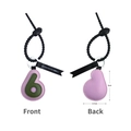 Pink lychee grain faux leather number 6 keychain with green accent and black ribbon - Number 6-Pink/Green