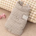 Brown plaid quilted dog vest with integrated D-ring for leash attachment - S / Tops / Brown Plaid