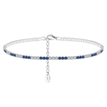 S925 sterling silver anklet with sparkling blue and white zircon stones for women - 2mm White-blue Zirconium Electroplated White Gold. Length: 21.5 + 5cm. Weight: Approx. 4.4g.