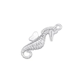 Detailed view of silver seahorse pendant with copper inlaid zircon in hip hop style - White Gold Seahorse