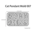 Silicone cat pendant mold with 8 cavities for heart and kitty shapes, 0.5cm thickness - Cat Pendant Mold / 13.7x8.7cm