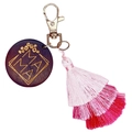 Handmade Bohemian MAMA keychain with pink gradient tassel and engraved wooden pendant - Light Pink, Pink and Rose Red