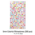 Self-adhesive 5mm colorful heart rhinestones stickers, 300pcs for DIY craft decor - 5mm Colorful Rhinestones