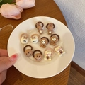 10-piece cute kids' hair ties set featuring brown rabbit and bear cartoon designs - Beige Coffee Series Smiley Face 10 Pieces Set