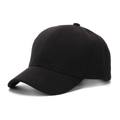 Primer plano de gorra de béisbol negra con tejido grueso de lana y diseño de seis paneles - Talla Única(Ajustable) / Negro