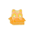 Pin de esmalte de gato naranja en caja de cartón INTROVERT con bordes de metal dorado - Gato Naranja-INTROVERT