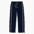 Pantalón deportivo retro azul oscuro para hombre con botones laterales y rayas - S / Azul marino