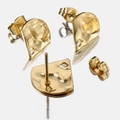 Pendientes dorados en forma de abanico con textura martillada y lazo para joyería DIY - Dorado