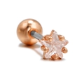 Rose gold star cartilage stud earring with clear zircon and screw back ball - Rose Gold Star