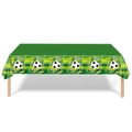 Green soccer theme plastic tablecloth with trophy prints for football party decorations - New Soccer Tablecloth / 220x130cm