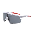 Outdoor sports cycling sunglasses with white and red frame and large grey lens - Red White Frame Grey Lens