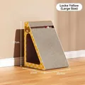 Triangle cardboard cat scratcher in Locke Yellow with cute bear pattern and 37cm height - 23.5*36*37cm / Locke Yellow - Large