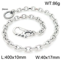 Punk skeleton metal jeans chain with wolf head spring clasp in polished silver finish - Style B - Skull Head (KK101-Z)