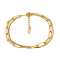 Double-layered gold stainless steel bracelet with paperclip and box chain links - Gold Style (KB928)