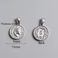 Detail of silver Roman coin pendant showing 15mm diameter and 3mm thickness measurement - Helvetica Portrait Coin Pendant (P00002S)