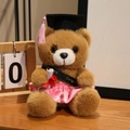 Abschluss Teddybär Plüschtier im rosa Rock mit schwarzer Schärpe und Diplom - Dunkelbrauner Bär-Rosa Kleidung / 18cm