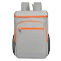 Mochila de picnic aislada gris con detalles de cremallera naranja y bolsillos de red - Gris con Naranja