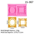 Pink silicone mold for vintage European style oval and square frame craft decorations - 2# (15-967) / Pink