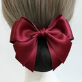 Eleganter weinroter Haarnetzclip mit Schleife für professionelle Flugbegleiter - Feinmaschig / Rot