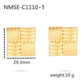 Goldene quadratische geflochtene Edelstahl-Ohrringe für Damen, Größe 29,3 mm - Goldfarbene Gewebte Ohrstecker / Gold
