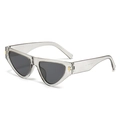 Fashionable cat-eye sunglasses with transparent grey frame and dark lenses in white background - Transparent Grey Frame Grey Lens