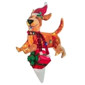 Luminous Christmas dog garden stake with red hat and scarf, featuring LED light-up effect - Gift Box Dog Stake-5