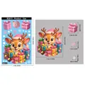 Size chart for Christmas reindeer and gift window stickers with precise dimensions - BQ613
