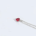 Elegant silver necklace featuring a small delicate red heart-shaped zircon pendant - Silver Chain (XL3419-6) / Red