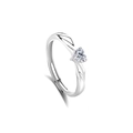 Elegant S925 sterling silver ring featuring a heart-cut clear stone and adjustable band - Adjustable Open / Women's Ring