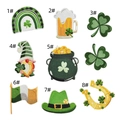 Detail showing St. Patrick's Day embroidered patches with green clovers and gold coins - Patch Combination Set